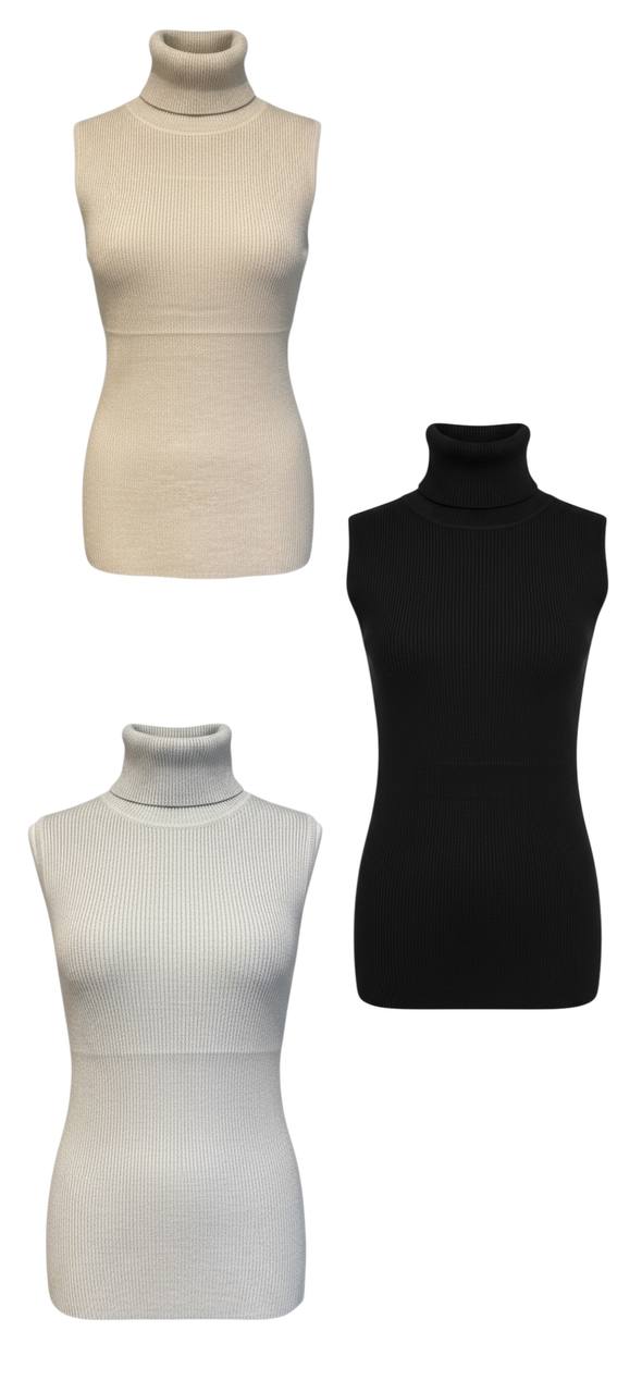 Pull col roulé sans manches