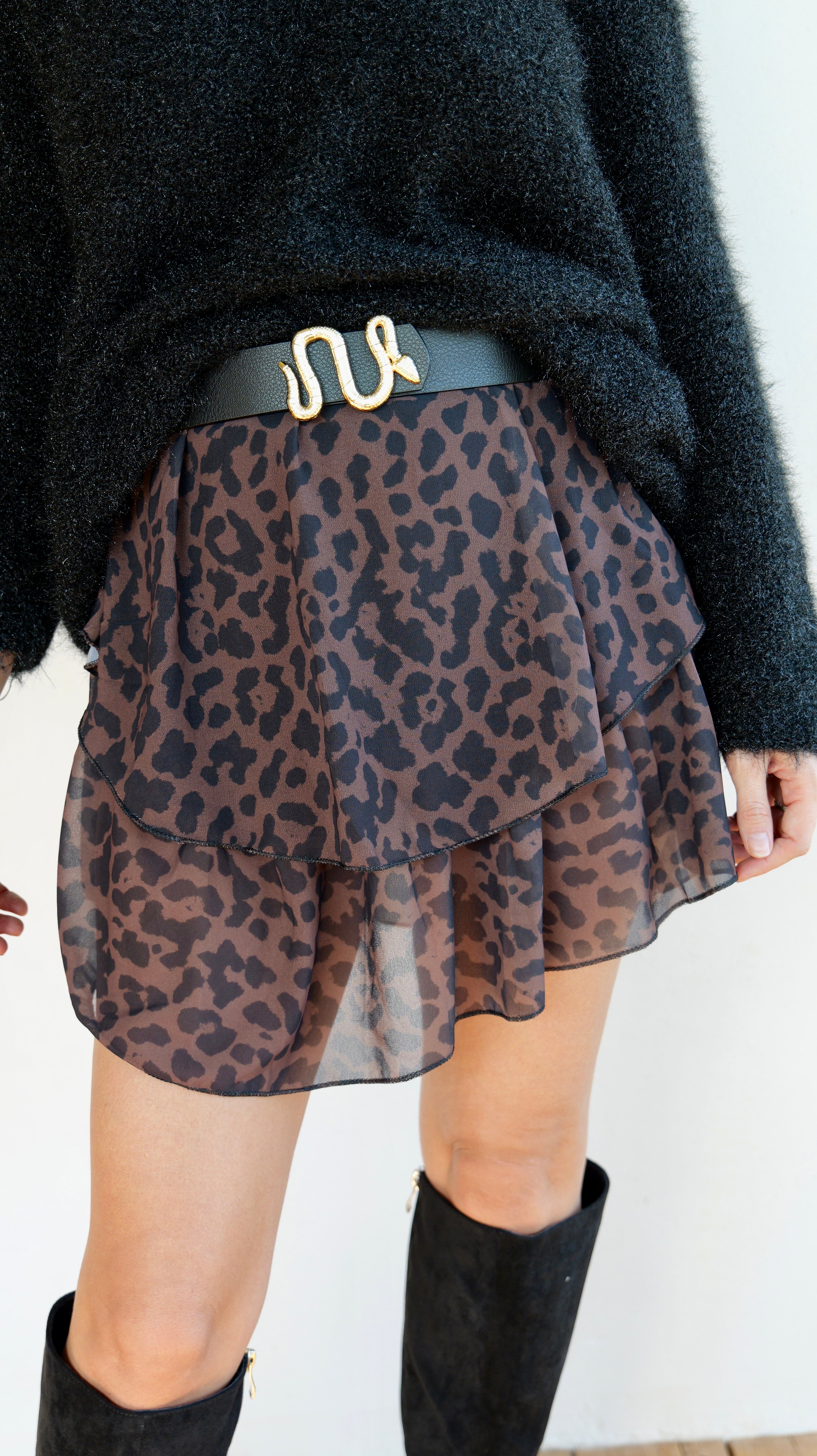 Jupe léopard "foncée" courte